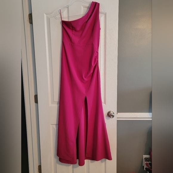 Amazon One Shoulder Sleeveless Split Bodycon Mermaid Evening Cocktail Long Dress - Picture 4 of 4